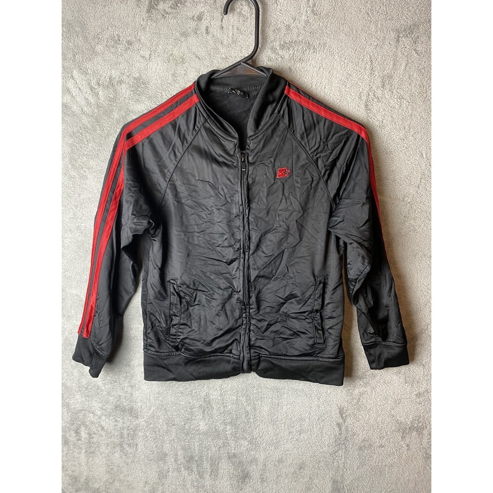 Starter Boys Medium Track Jacket Black Red Stripes